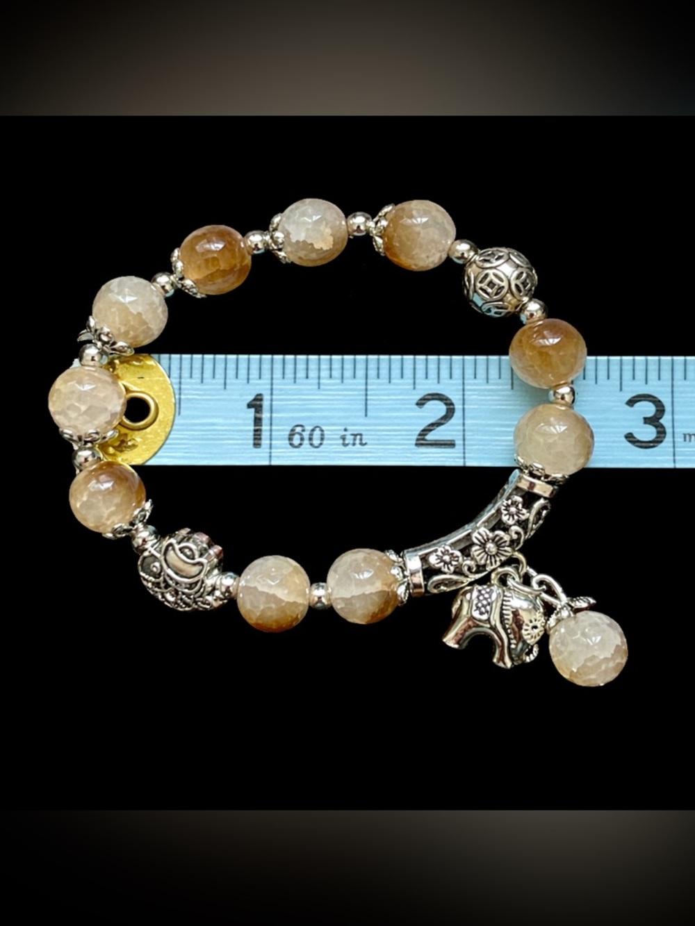 12pc Charm Bracelet Lot Beaded Stretch Stack Butterfly Elephant New - Picture 4 of 4